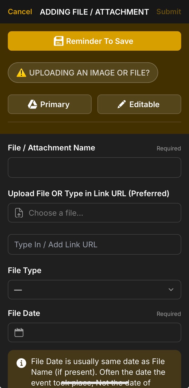 Files & Attachments Page (Add File)